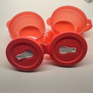 Set of Two Tupperware Coral Crystalware Soup Mugs